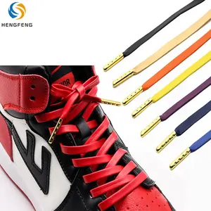 Agujetas metálicas planas de alta calidad, cordones de cuero para zapatos, cordones para zapatos, cordones