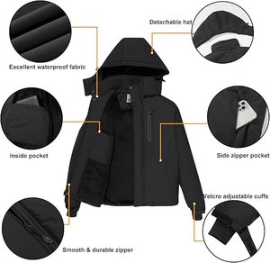 Chaqueta de Esquí Impermeable para Hombre, Diseño Personalizado ODM OEM, con Capucha Desmontable, Forro Polar Cortavientos, Cuello Alto, para Otoño - Product Image 3