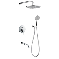 Ensemble de douche thermostatique mural encastré de luxe en laiton chromé poli avec mitigeur de douche à effet pluie et fonction pistolet