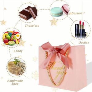 Sacs cadeaux miniatures roses de luxe personnalisés, sacs en papier « Merci » pour baby shower, anniversaire, mariage, commande en gros, impression offset, recyclables - Product Image 5