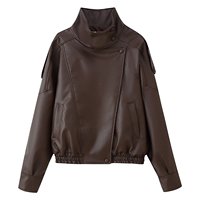 Commerce extérieur transfrontalier Automne Hiver 2025 Nouvelle veste blazer femme style européen américain à double col ample tendance en PU
