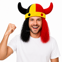 Casquette Perruque Casque Viking pour Supporters de Football Brésiliens – Accessoires de Fête et de Sport pour Fans de Football