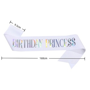 Rubans en plastique carrés pour fêtes d'anniversaire et Pâques, personnalisables avec logo, rose, blanc, pailletés, écharpes souples pour filles, sublimation, femmes, joyeux - Product Image 3