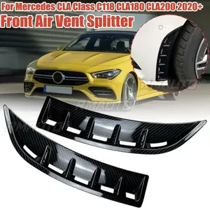 Pair Front Bumper Side Air Vent Splitter Spoiler Canard Gloss Black Carbon Look for Mercedes CLA Class C118 CLA180 CLA200 2020+ - Product Image 2
