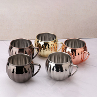 Tasses à vodka en cuivre martelé personnalisées avec poignée, vente en gros, grandes mugs Moscow Mule en acier inoxydable de style antique