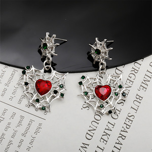 925 Bạc Pin Hollow Halloween tình yêu Spider <span class=keywords><strong>Web</strong></span> cổ điển <span class=keywords><strong>Dark</strong></span> Gothic Hợp Kim Bạc Bông tai - Product Image 6