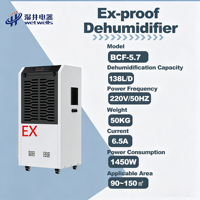 Déshumidificateur industriel portable antidéflagrant WETWELLS BCF-5.7A EX-Proof, électrique 220V, 138L/jour, machine de séchage EX-Proof