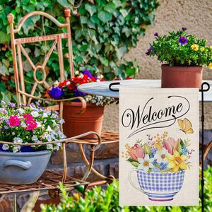 Весенний приветственный весенний приветственный Садовый флаг вертикальный двухсторонний сезонный дворовый флаг наружное украшение красочный флаг - Product Image 1