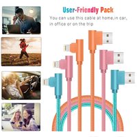 Câble de chargeur USB tressé en nylon certifié 10FT pour cordon à 90 degrés de charge rapide iPhone 3A