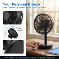 Mini ventilateur de bureau USB-C, inclinaison réglable à 90 degrés, silencieux, 3 vitesses, petit ventilateur de table compact et portable pour chambre d'étudiant