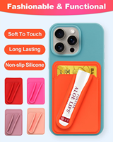 Étui de protection portable pour téléphone et gloss à lèvres avec motif de bonbons en silicone, fermeture ouverte, avec support adhésif