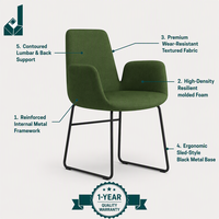 Chaise de conférence exécutive ergonomique en tissu, chaise de bureau moderne pour invités, mobilier commercial pour salle à manger, réception et salle d'attente