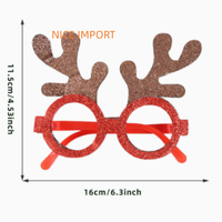 Lunettes de Noël à montures rouges avec bois de cerf marron, best-seller, décorations de Noël, fournitures de fête pour enfants, articles de Noël