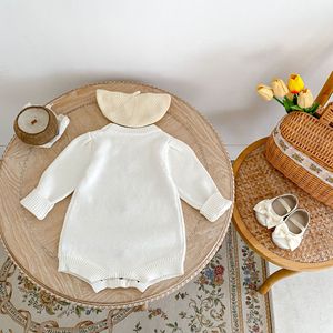 Engepapa infantile à manches longues barboteuse pull combinaison <span class=keywords><strong>RTFS</strong></span> automne bébé vêtements bouton pression fermeture laine tissu filles mode - Product Image 2