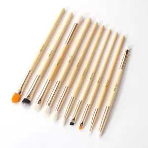 BEILI synthetic bamboo makeup brushes 3 in 1 cork foundation makeup brush sets rose gold Dual End eyeshadow eyeliner angle brow