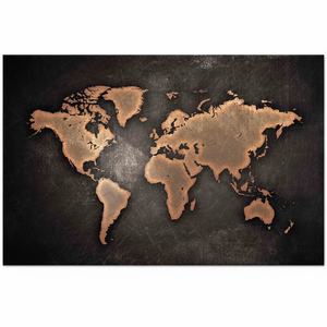 Copper World Map Canvas Print: Abstract Tempered Glass Wall Art,<b>WRAPPED</b> CANVAS - Product Image 2