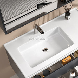 Modern Bathroom <b>Vanity</b> Unit Cabinet with Ceramic Wash Basin LED <b>Light</b> <b>Mirror</b> Wall-Mounted for Hospital and Apartment Use - Product Image 3