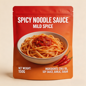 Nouilles mélangées à la sauce piquante légère faible en calories, faible en sodium, régime alimentaire sain - Product Image 1
