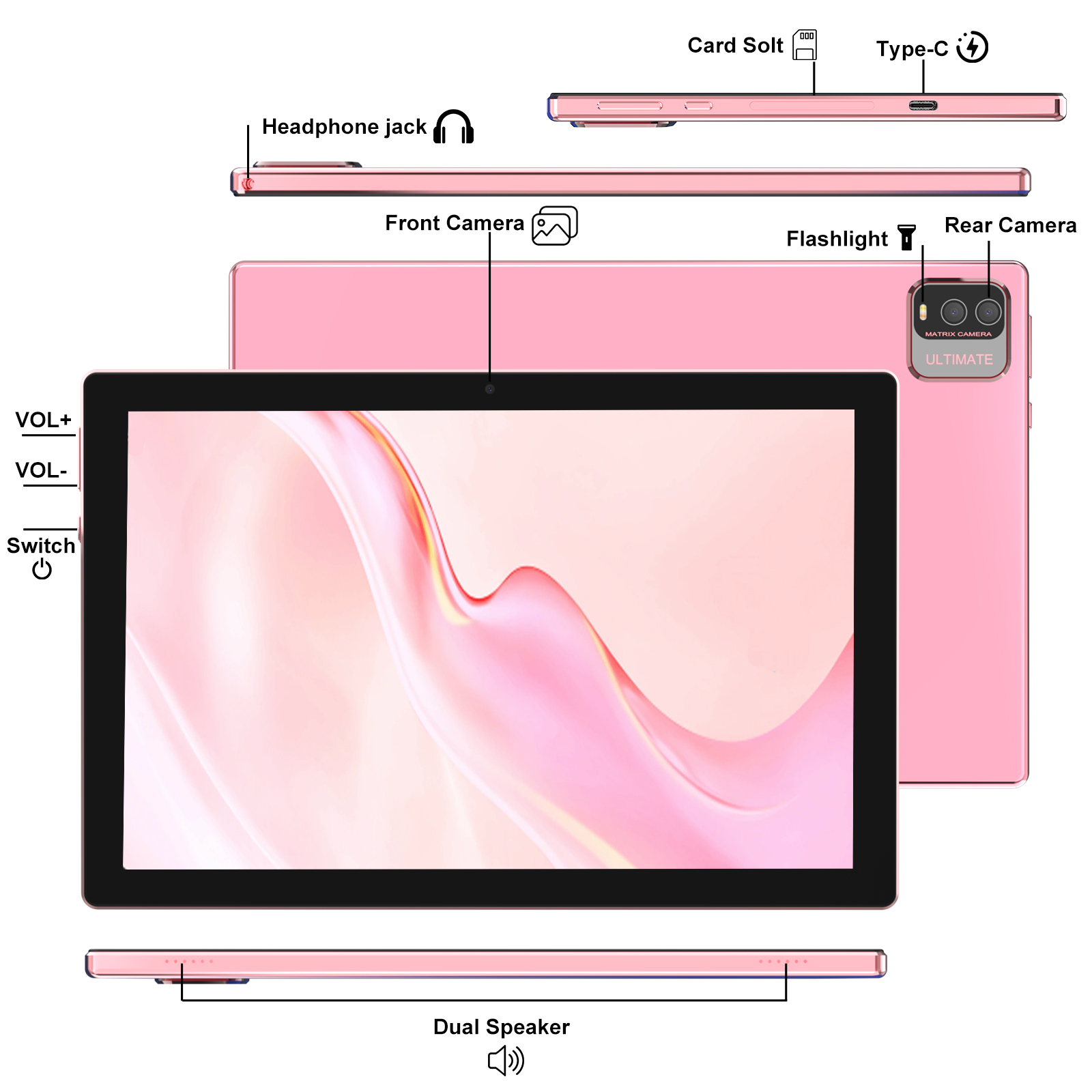 PEICHENG Android 13.0 10.1インチ2 in 1 4GB 6GB 64GB 128GB