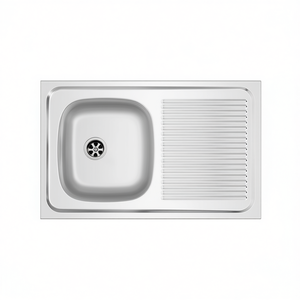 Fregadero de Cocina de Acero Inoxidable para Encimera, 80x50 cm, con Escurridor Izquierdo - Product Image 3