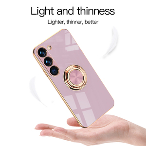 Nouveau produit 2023 béquille porte-anneau doré antichoc noir doux étui de téléphone de luxe pour Samsung <span class=keywords><strong>Galaxy</strong></span> S23 Ultra - Product Image 3
