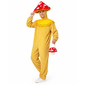 Costume de combinaison <span class=keywords><strong>champignon</strong></span> pour adulte avec chapeau de <span class=keywords><strong>champignon</strong></span> à pois rouges et blancs, vêtement amusant pour Halloween PLAN-008 - Product Image 2