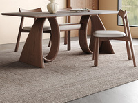 Table à Manger Rectangulaire Moderne de Luxe Léger en Pierre, Base en Bois Massif de Haute Qualité, pour Salon