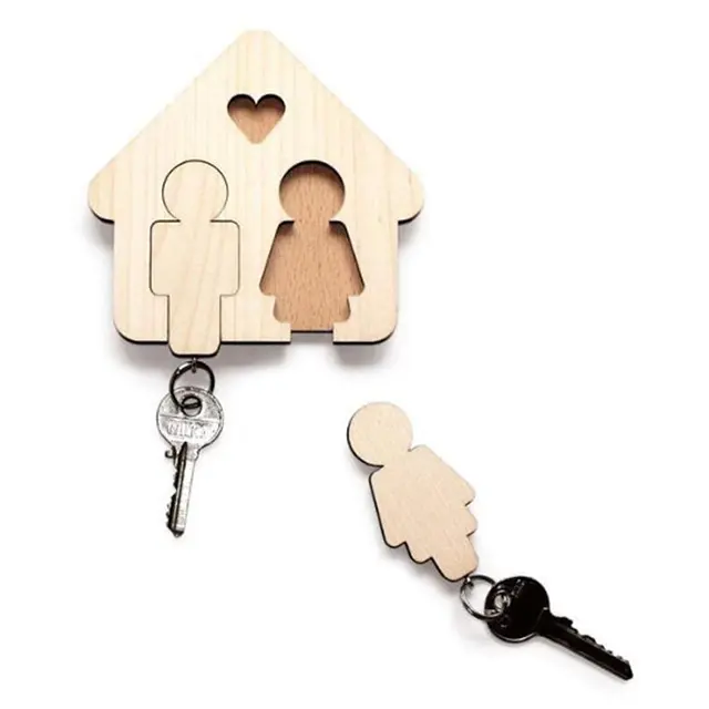 Оптовая продажа, креативная деревянная цепочка для ключей «сделай сам», Настенная подвесная табличка