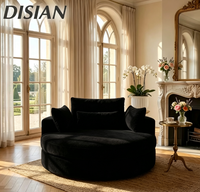 Fauteuil de lecture rond surdimensionné, fauteuil en éponge bouclée ultra-doux avec siège profond, canapé lounge ergonomique moderne