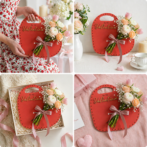 Portaflores de Madera Rosa en Forma de Corazón con Recorte de Amor para el Día de San Valentín, Decoración para Mostrar Ramos de Boda, Manualidades - Product Image 3