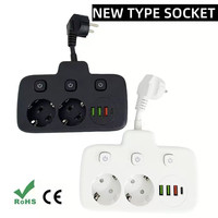 Multiprise EU Schuko à trous ronds avec interrupteurs individuels, prises USB PD Type-C, rallonge pour l'Espagne et l'Allemagne