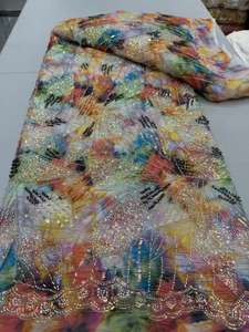 Grosir dari kain jala bordir ikat celup Eropa dan Amerika dengan payet dan manik-manik untuk pakaian upacara - Product Image 5