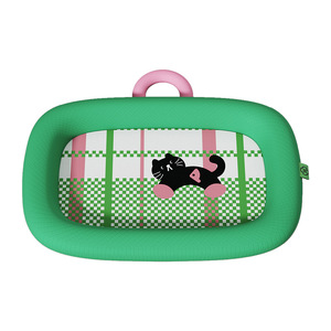 Cute cartoon cat <b>bed</b> for summer, ice silk dog <b>bed</b>, breathable and cooling, neck support dog mat, pet cooling mat. - Product Image 1