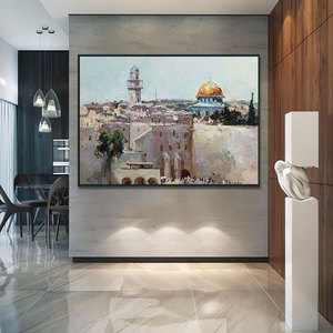 Nghệ Thuật Ban Đầu Nhà Máy Của Tùy Chỉnh Sơn Dầu Vải 100% Chất Lượng Cao Bảo Tàng Chất Lượng Tường Nghệ Thuật Cho Trang Trí Nội Thất Handmade Thành Phố Treo - Product Image 1