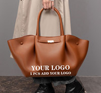 Sac fourre-tout en cuir marron grande capacité pour femme, sac à main de luxe tendance, sac à bandoulière de créateur personnalisé avec logo, vente en gros, usage quotidien