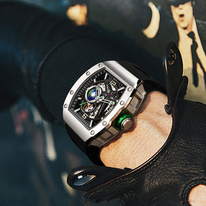 Montre automatique I&W Carnival Speed Pioneer pour homme, cadran squelette, sous-cadran Earth, réserve de marche, acier inoxydable, tonneau, Hip Hop - Product Image 6