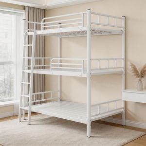 Export Quality 3 Tier Metal <b>Bunk</b> <b>Bed</b> Flat Pack <b>Triple</b> Sleeper <b>Bed</b> for Overseas School Projects and Retail - Product Image 1