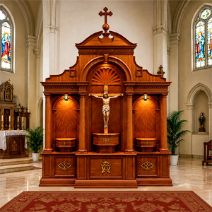 Altar de Madera Tradicional para Iglesia Católica Romana, Estilo Europeo Clásico, Diseños de Altares de Madera para Iglesia Cristiana - Product Image 1