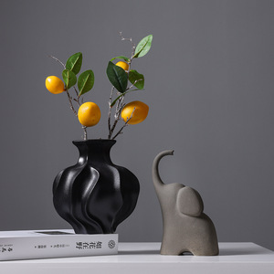 Luxury Nordic Wabi Sabi Vintage Design Ceramic Vase With Sculptural Texture for Living Room Dried Faux <b>Flower</b> <b>Display</b> - Product Image 3