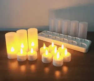 Ensemble de 12 bougies chauffe-plat sans flamme à LED rechargeables, Style chaud, 2022