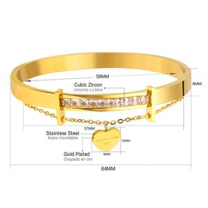 Brazalete de Cristal Asonsteel de Moda, Joyería de Alta Calidad, Brazalete Chapado en Oro Duro para Hombres y Mujeres - Product Image 2