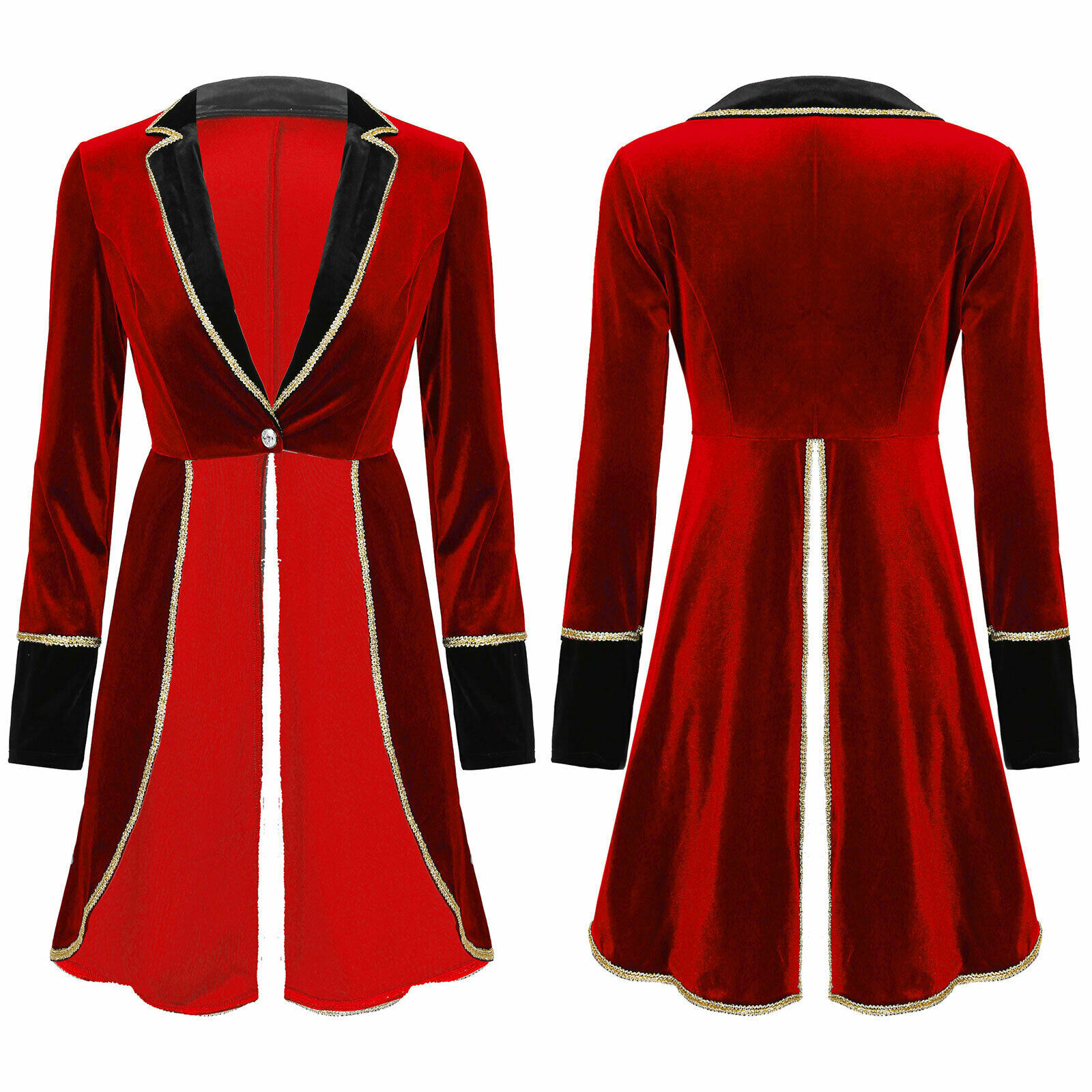 Choomomo Dames circus ringmaster kostuum lange mouwen franjes jas fluweel mantel blazer carnaval party cosplay verkleedkleding, zwart, S