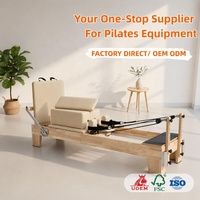 Machine de Pilates Reformer à cinq pièces en bois de chêne, avec lit coulissant, pour la maison, la gym, le fitness, le yoga et l'exercice corporel, idéale pour studio de Pilates - Vente chaude