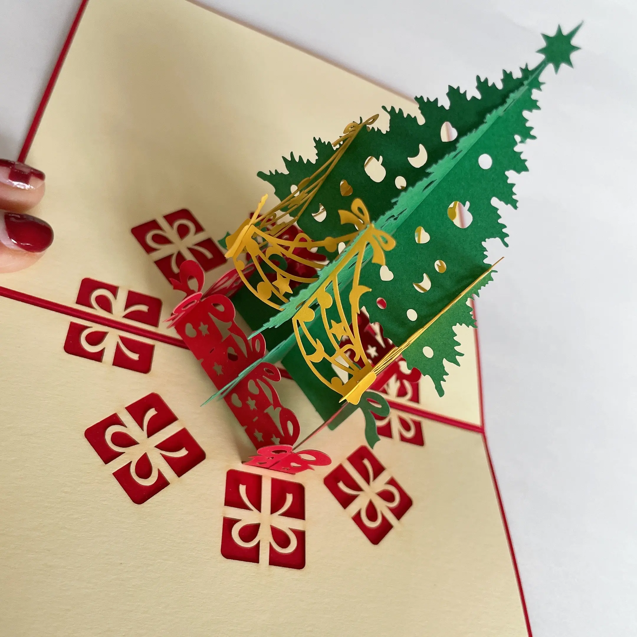 3D поздравительные открытки с лазерной резкой ручной работы Смешные всплывающие открытки на Рождество