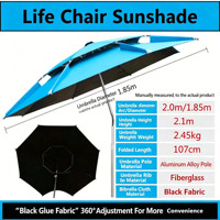 Chaise de sauvetage pour piscine, parasol spécial portable à angle réglable, épaissi, bleu, noir, en caoutchouc, double couche, robuste