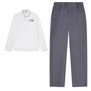 Spring Clothing for Student School Uniform Set <strong>White</strong> Long Sleeve Shirt and School Pants Set School Clothing Student Wear Set - Product Image 1
