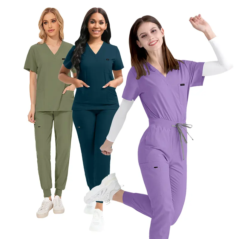 Commercio all'ingrosso di moda produzione medica di cura Scrub In magazzino uniforme chirurgica per gli uomini donne infermieri fornitori di Scrub uniformse