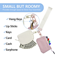 Vente en gros de bracelets avec pochette en dura Porte-clés portable avec sac à monnaie et porte-cartes Mini bracelet à double poignet Portefeuille