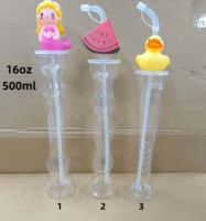 Nouveauté 2026 : Gobelets en plastique PET de 12oz et 16oz avec couvercle torsadé, motif tête d'animal et paille, personnalisables avec logo, pour fêtes, bars et enfants