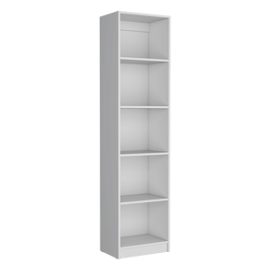 Bibliothèque DB Home Office à 5 niveaux, design fin, blanc, étagère de rangement moderne pour l'organisation à la maison et au bureau - Product Image 3